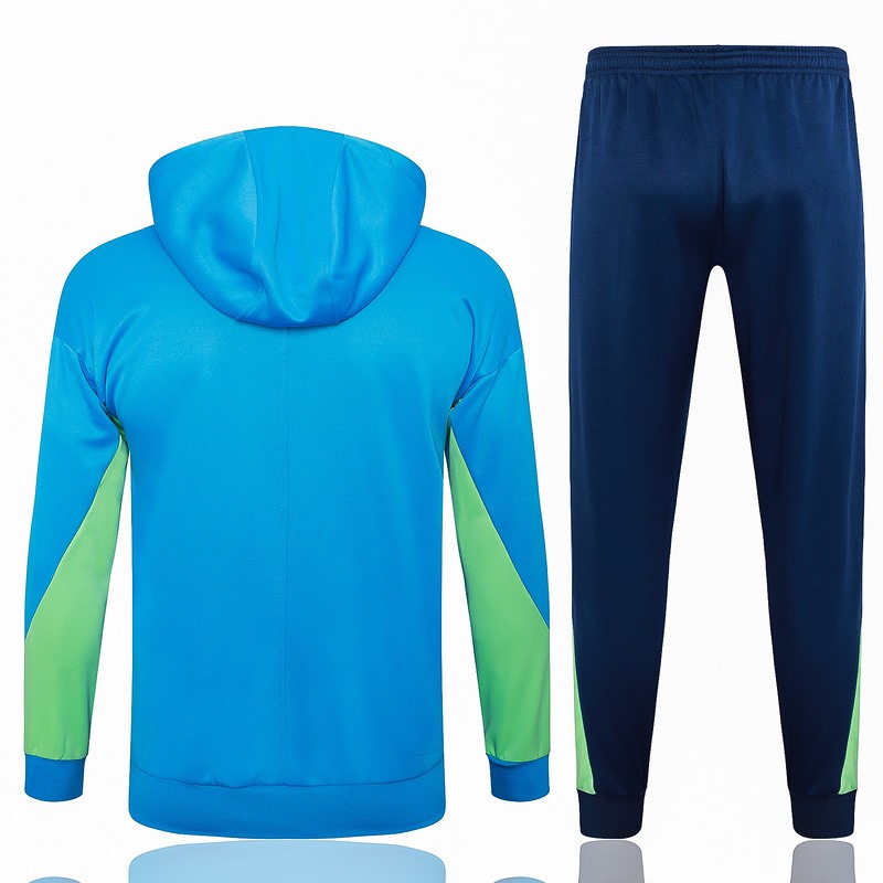 2024 Brazil Blue Hoodie Jacket Kit Set Football Team Shirt Sports Fashion