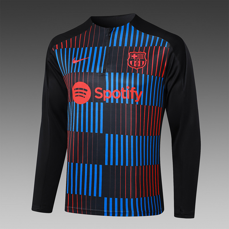 24/25 Barcelona Black Long-sleeved half-pull training kit Football team kit