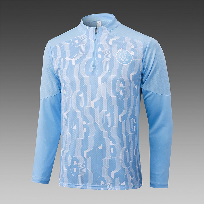 24/25 Manchester City Light blue Long-sleeved half-pull training kit Football team kit