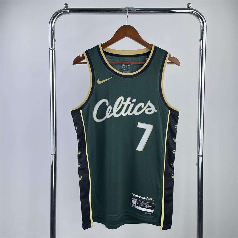 NBA Boston Celtics Round neck Deep Green Jersey Brown#7 S-XXL