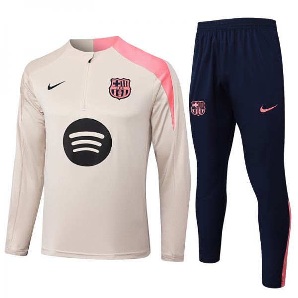 202526 Barcelona beige Long-sleeved half-pull training kit Football team kit