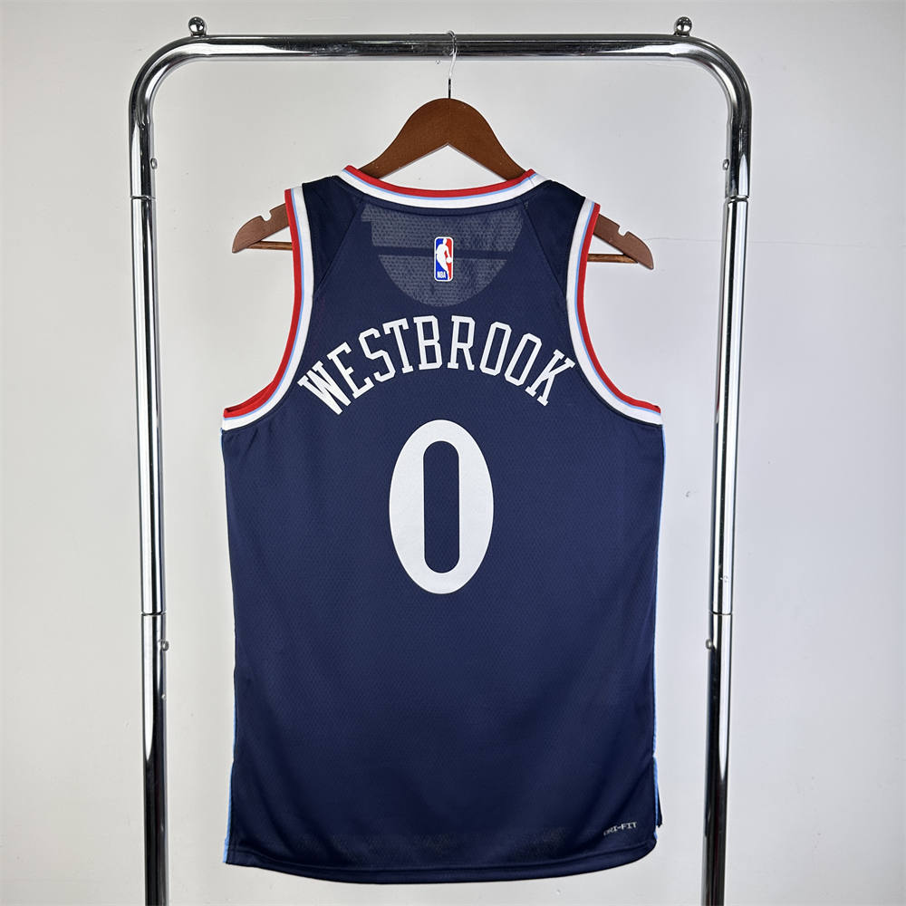 NBA Los Angeles Clippers 24/25 Round Neck dark blue Jersey WESTBROOK#0 S-XXL