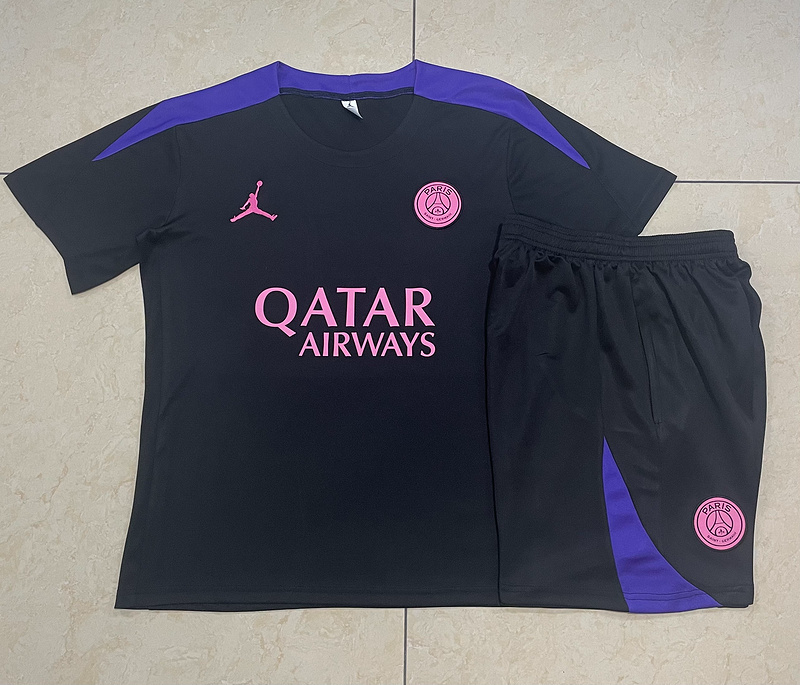 24/25 Paris Black Training Set Shirt and Shorts