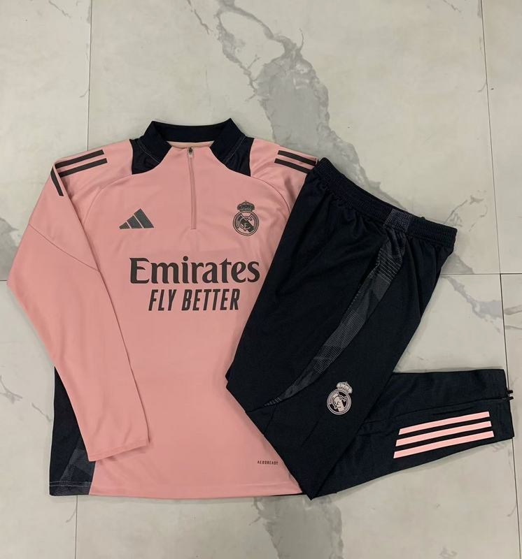 24/25 Real Madrid Pink Long-sleeved half-pull training kit Football team kit
