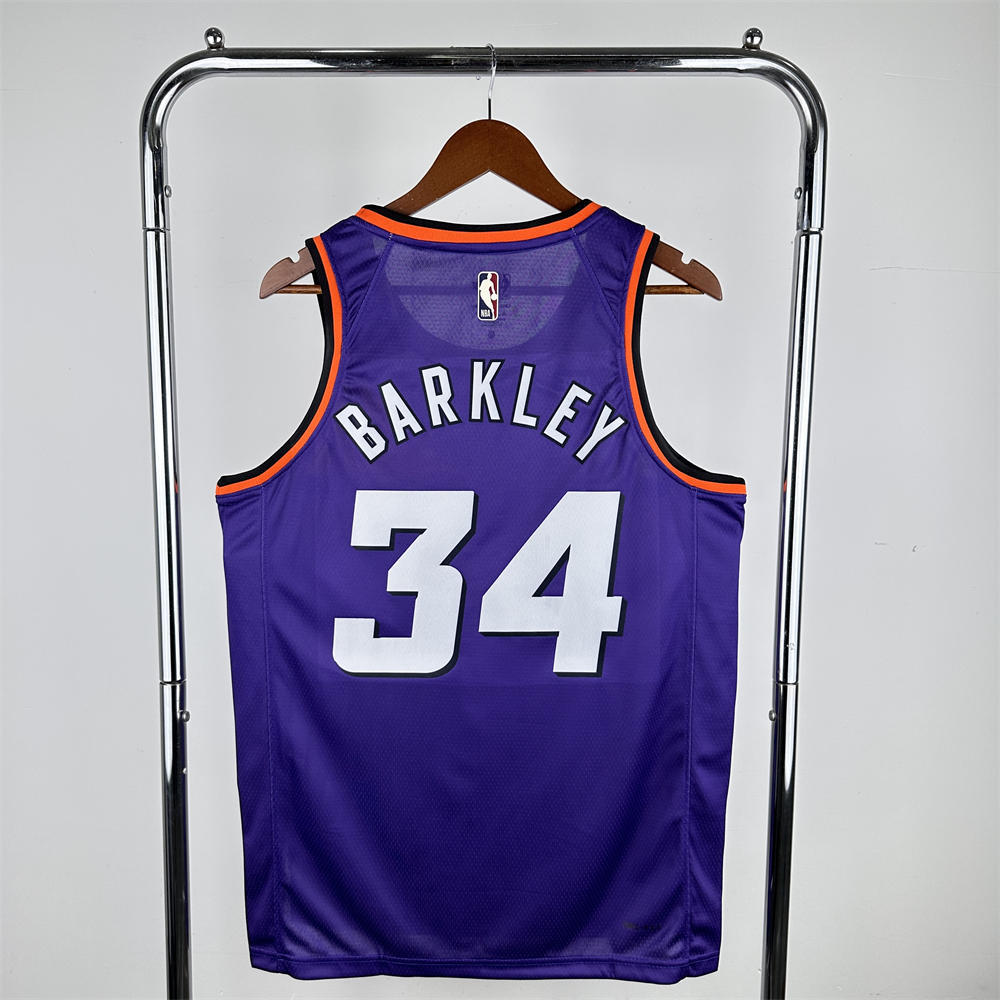 NBA Phoenix Suns Round Neck Purple Retro Style jersey BARKLEY#34 S-XXL