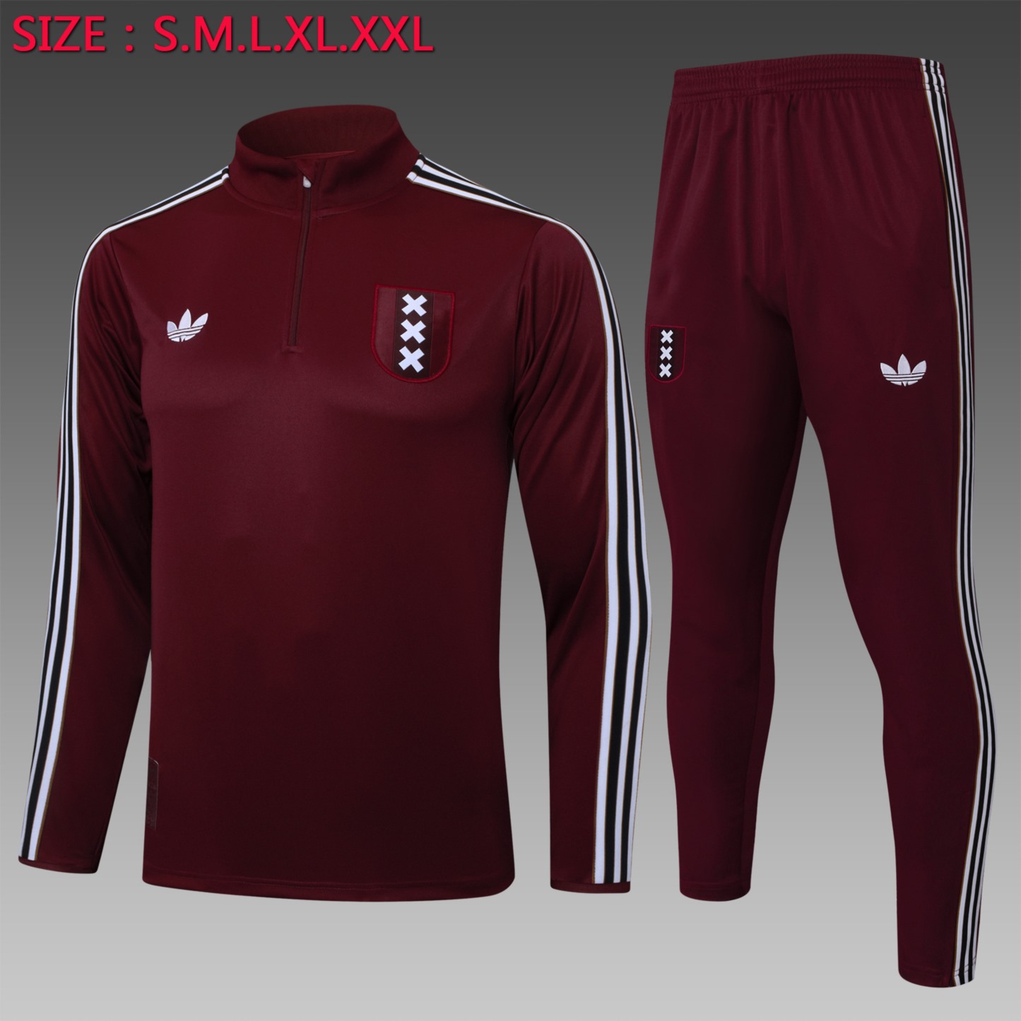 202526 Ajax maroon Long-sleeved half-pull training kit Football team kit
