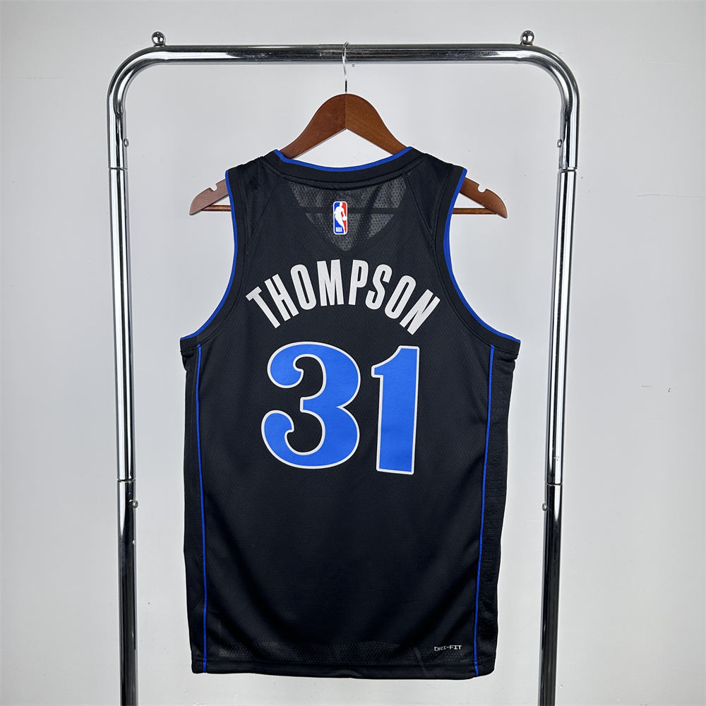NBA Dallas Mavericks 2024 V-Neck Black Jersey THOMPSON#31 S-XXL