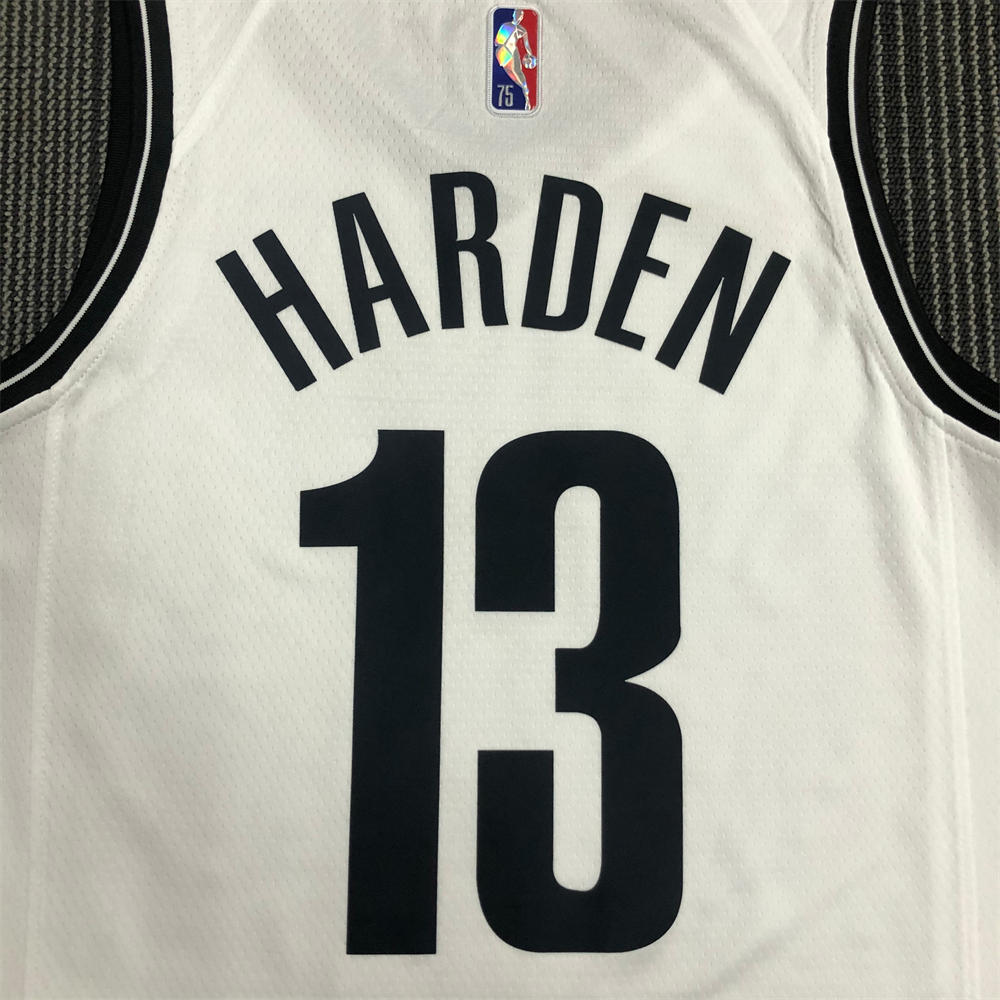 NBA Brooklyn Nets V-Neck White 75th anniversary Jersey HARDEN#13 S-XXL