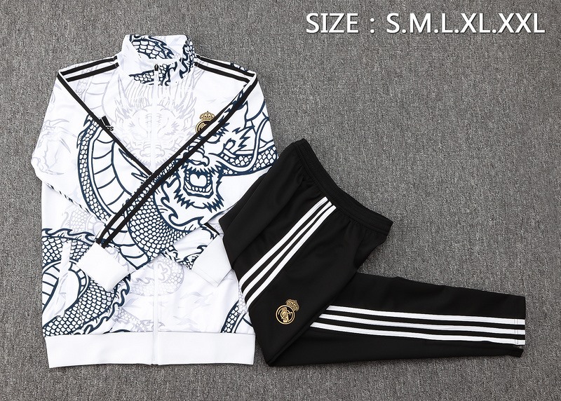 2024 Real Madrid White Jacket Training Suit Set Football Team Shirt Sports Fashion