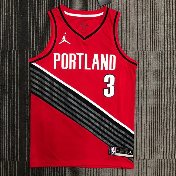 NBA Portland Trail Blazers V-Neck Red Jersey McCOLLUM#3 S-XXL
