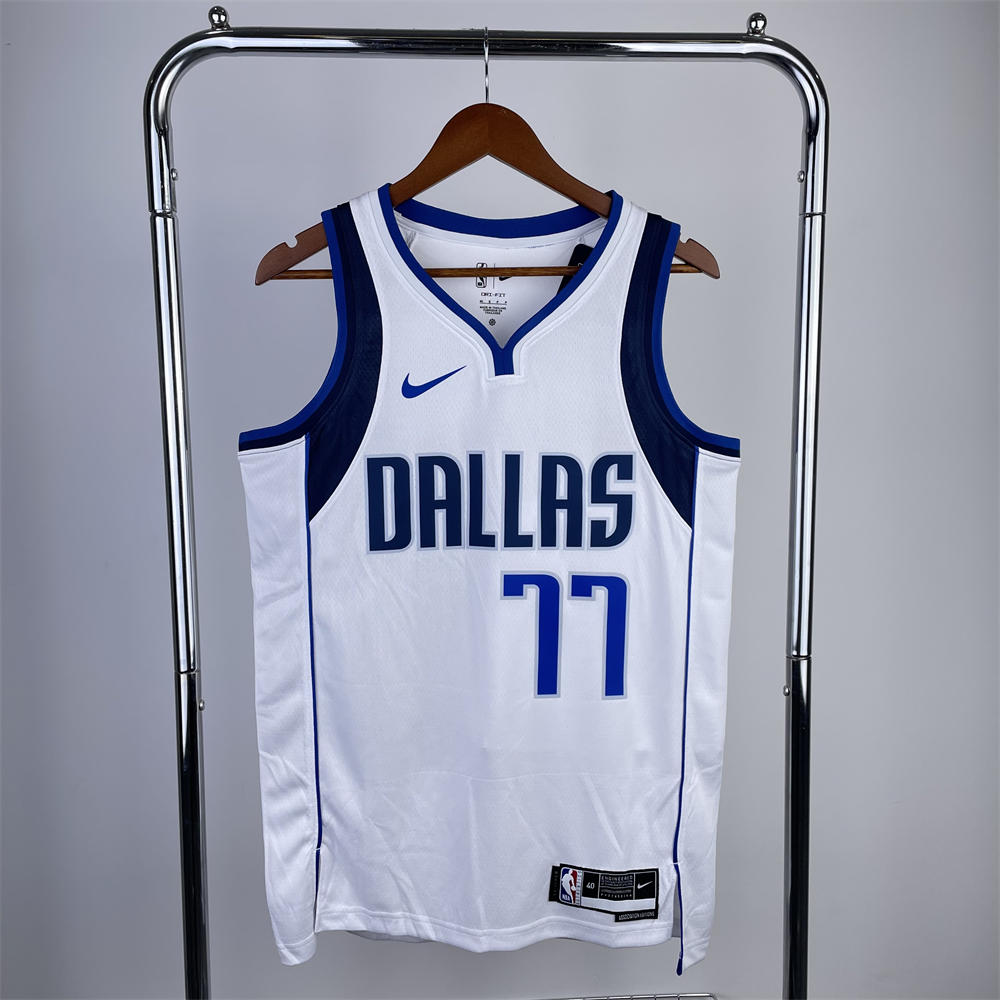 NBA Dallas Mavericks V-Neck White Jersey DONCIC#77 S-XXL