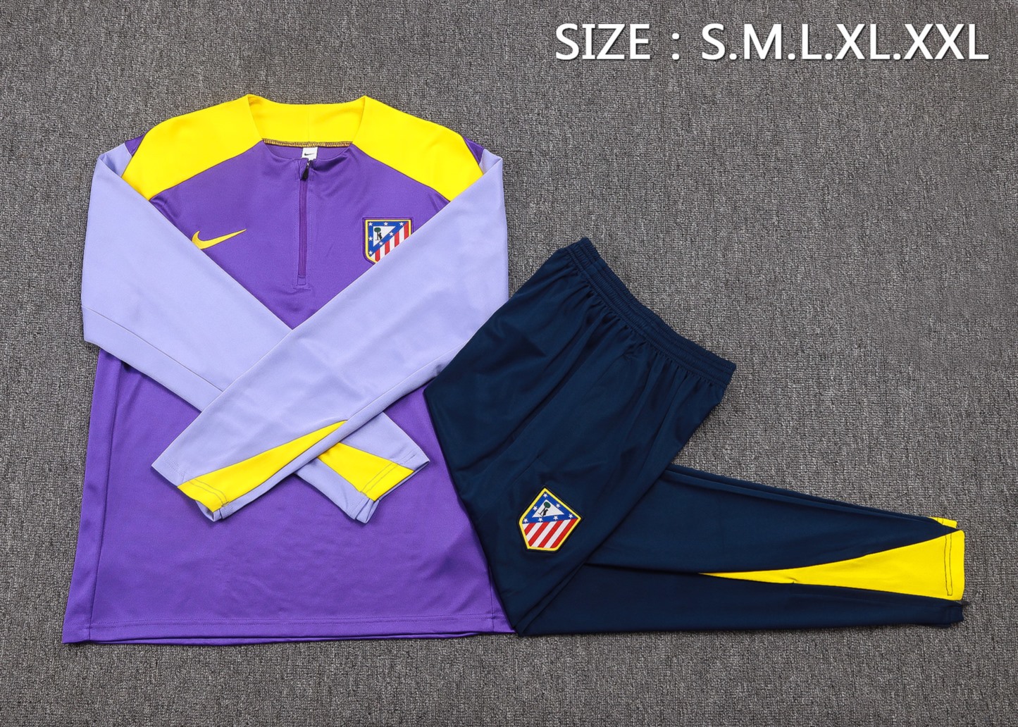 202526 Atletico Madrid Purple Long-sleeved half-pull training kit Football team kit