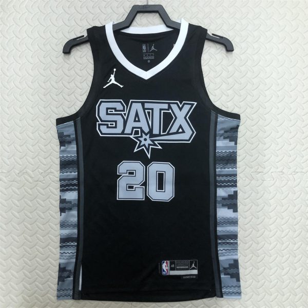 NBA San Antonio Spurs V-Neck Black jersey GINOBILI#20 S-XXL