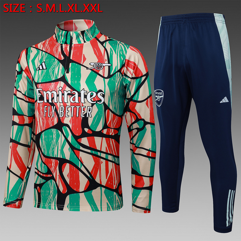 24/25 Arsenal Red Green Long-sleeved half-pull training kit Football team kit