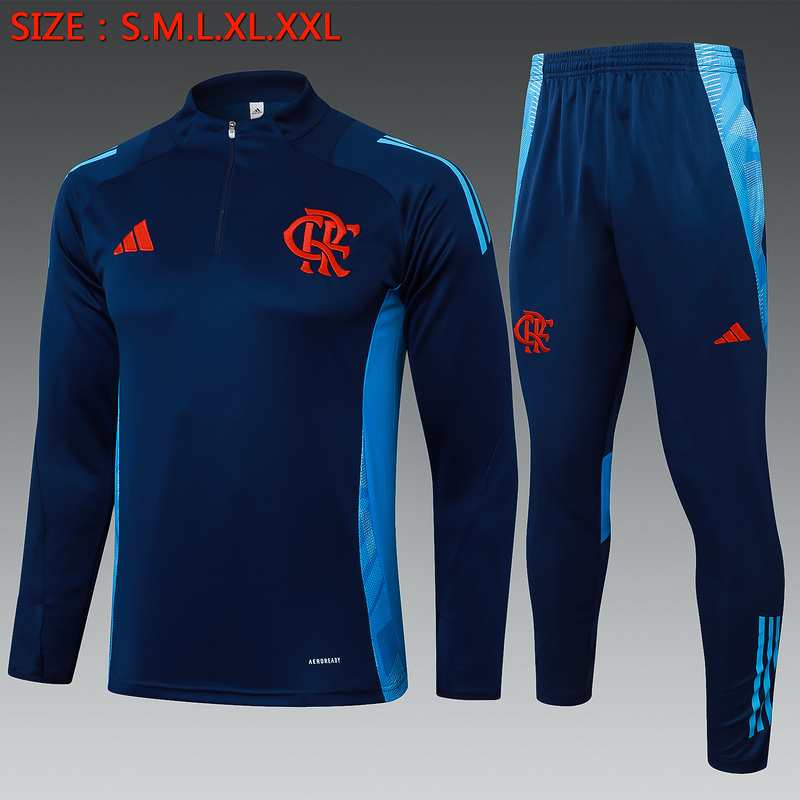 24/25 Flamengo Royal blue Long-sleeved half-pull training kit Football team kit