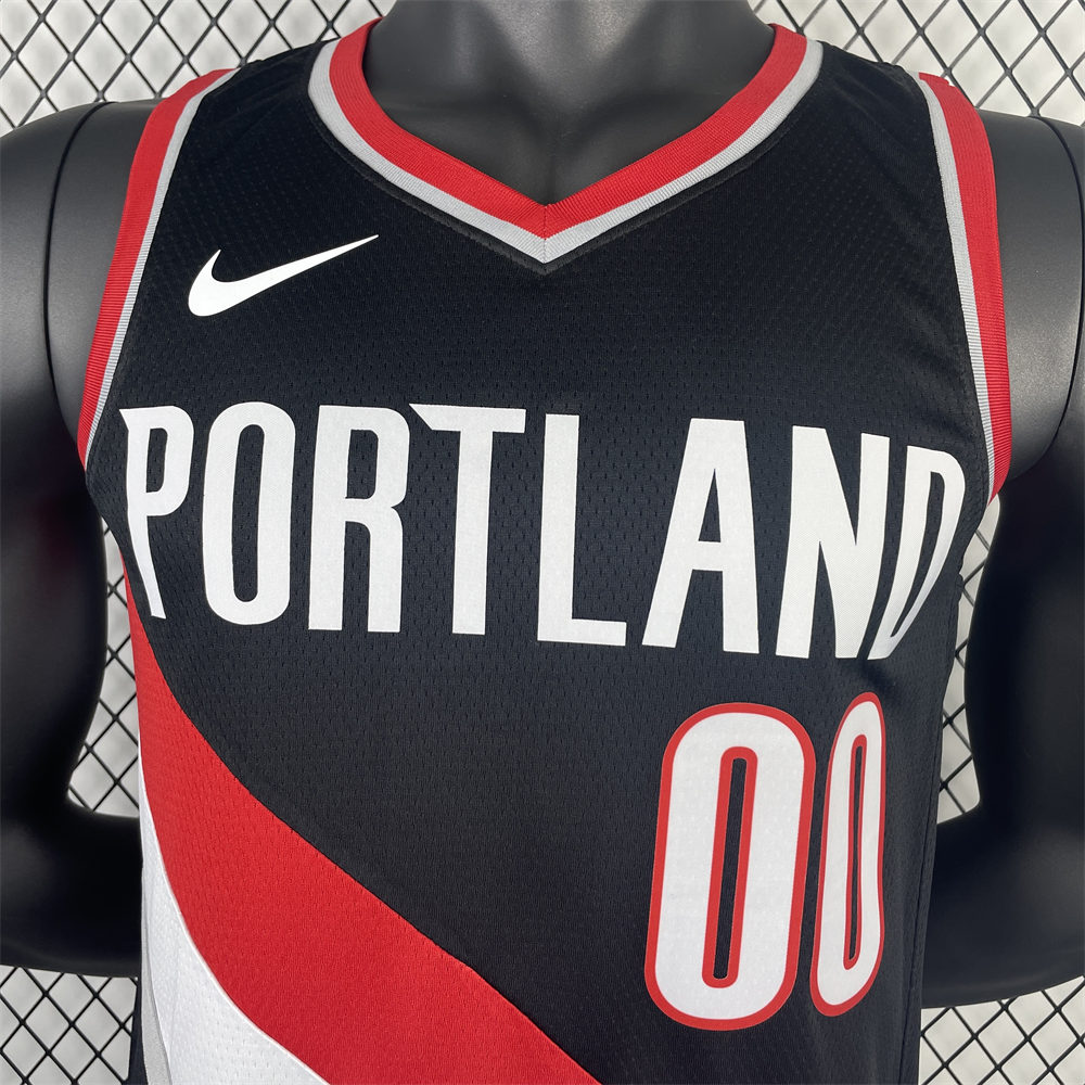 NBA Portland Trail Blazers 2023 V-Neck Black jersey HENDERSON#00 S-XXL